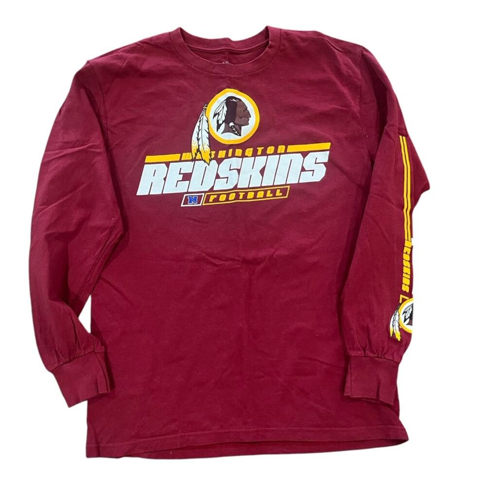Majestic Washington Redskins Men Long Sleeve Shirt Med Maroon Burgundy Football